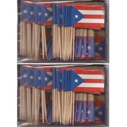 2 Boxes of Mini Puerto Rico Toothpick Flags, 200 Small Puerto Rican Flag Toothpicks or Cocktail Sticks & Picks