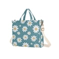 thumbnail image 2 of Daisies Floral Flowers Corduroy Tote Bag Handbag Large Messenger Bag Shoulder Crossbody Zipper Bag Purse, 2 of 8
