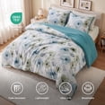 thumbnail image 4 of Regency Heights Full/Queen Comforter Sets, 3 Pieces Reversible Floral Bedding Sets, Cozy Botanical Flowers Seersucker Comforter Bed Set with Pillow Sham, Sage/Teal, 4 of 7