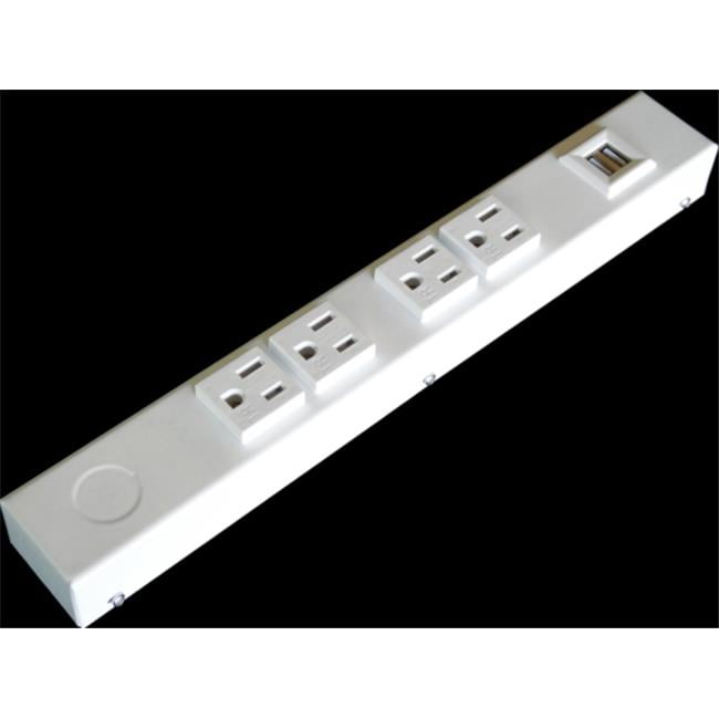 12 in. 4 TR Outlet Hardwired Power Strip, USB, White