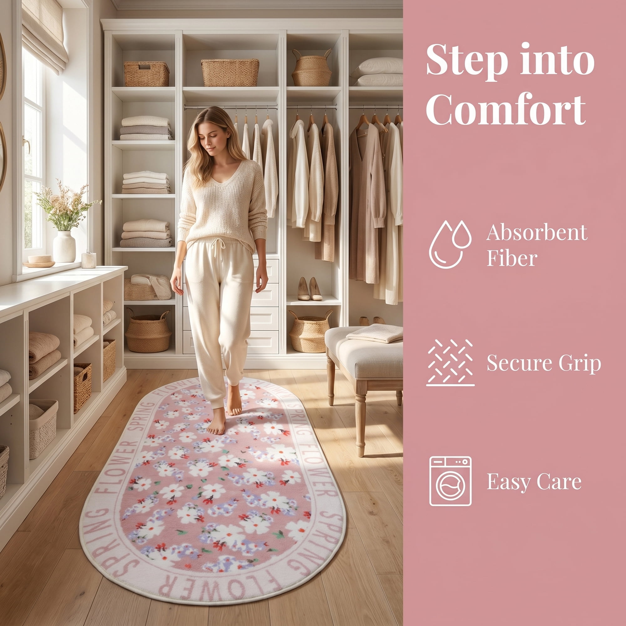 Unique Bargains Shaggy Area Rug Faux Fur Non-Slip Long Area Rug 47" x 16" Floral Pattern