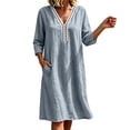 thumbnail image 6 of Puyaiuu Womens Loose Casual Lace V Neck 3/4 Sleeve Midi Dress With Side Pockets Gray XL Gift, 6 of 6