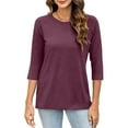 thumbnail image 3 of ZyeKqe Womens Tops Casual 3/4 Sleeve Crew Neck Shirts Loose Fitted Tunic Top Blouses Summer Tees, 3 of 6