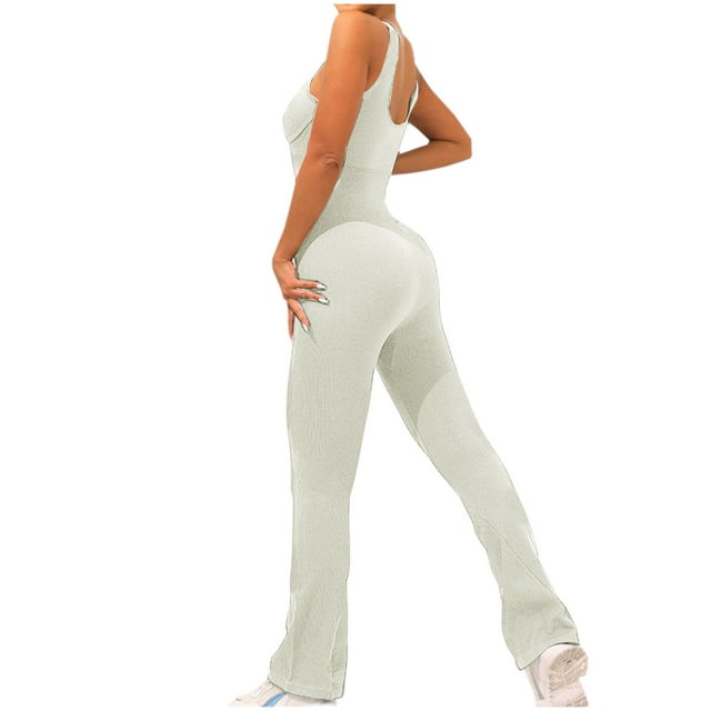 Prix Réduit, Combinaison de Yoga pour Femmes, Sans Manches, Confortable, Matériau Extensible, Coupe Décontractée, Polyvalente, Entraînement, Gym à Domicile, à la Mode, Séchage Rapide Confortable et Élégant/nylon, Blanc