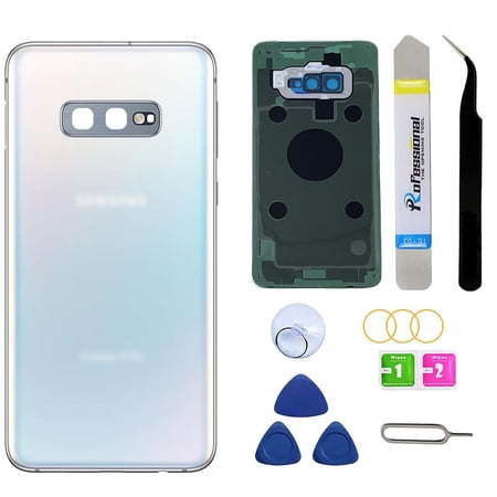 Rear Back Glass Replacement for Samsung Galaxy S10e 5.8inches with Reparing Toolkit and Pre-Installed Camera Lens (Prism White)