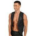 thumbnail image 2 of YONGHS Mens Sequins Vest Jacket Formal Business Wedding Slim Fit Tuxedo Waistcoat Black 3XL, 2 of 7