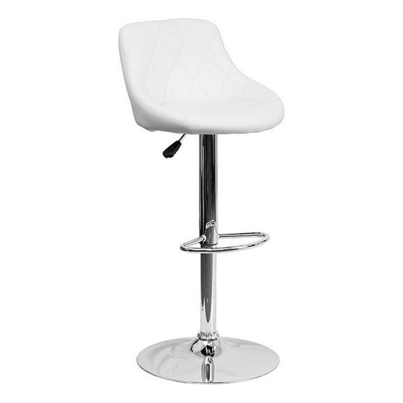Bowery Hill 32'' Contemporary Vinyl Adjustable Bucket Seat Bar Stool in White