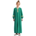 thumbnail image 1 of Doomiva Girls Long Sleeve Abaya Solids Color Arab Thobe Arabic Islamic Maxi Robe Muslim Loose Kaftan Clothes Green 6, 1 of 7