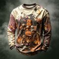 thumbnail image 5 of Havenx Men's Halloween Shirts Pumpkin Print Waffle-Knit Shirts Long Sleeve Crewneck Tshirts Lightweight Casual Retro Spooky Scary Funny Tees,Khaki S, 5 of 5