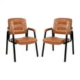 thumbnail image 3 of Guest Office Chair Set of 2, Heavy Duty Leather Executive Waiting Room Chairs, Lobby Reception Chairs with Padded Arm Rest, Side Chair, Conference Room Chairs Set of 2, Caramel, 3 of 16