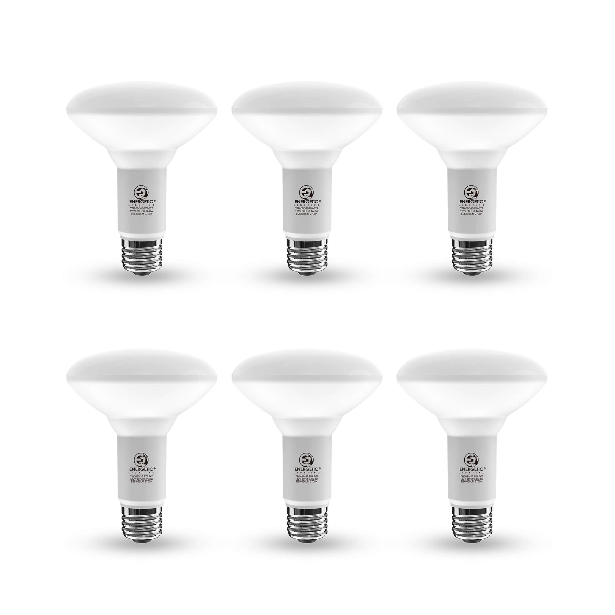 E Energetic Lighting Energetic BR30 LED Flood Light Bulbs 65W Equivalent 2700K Soft White Dimmable E26 Base 9-Year Life 6-Pack