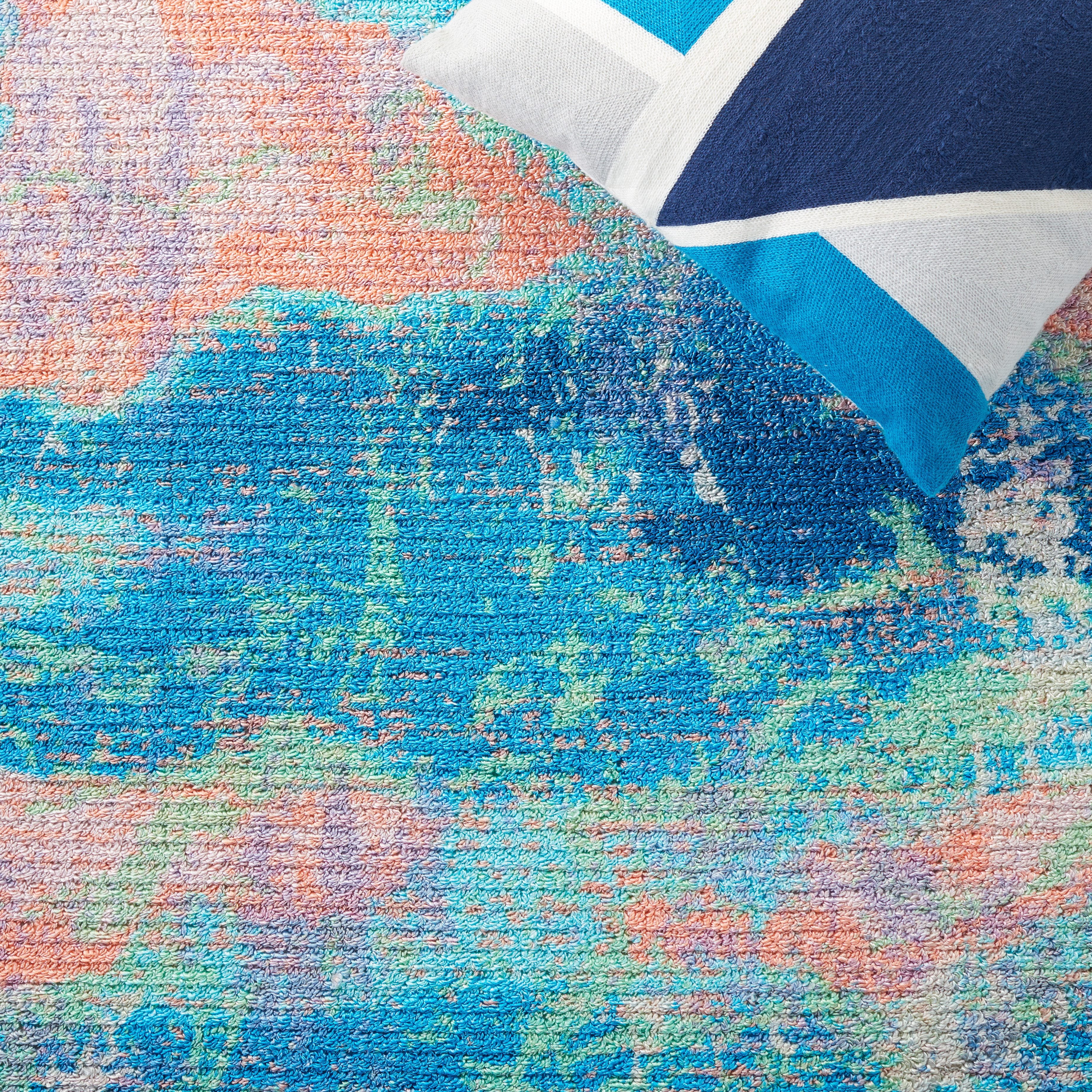 SAFAVIEH Sequoia Jeana Abstract Machine Washable Area Rug, 4'4" x 6', Blue/Orange