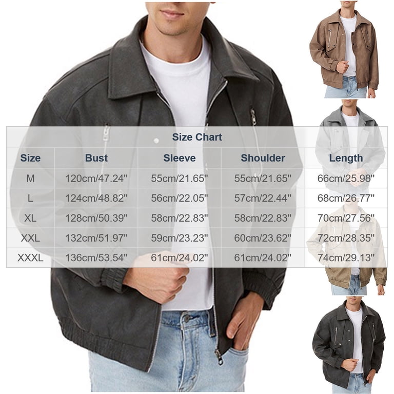 Zpzdpjkx Mens PU Leather Bomber Jacket Lapel Collar Multi Zipper