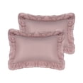 thumbnail image 1 of Funda de almohadas de triple volantes REGALWOVEN, juego de 2 fundas de almohada, fundas de cama con cierre de sobre, tamaño Queen (20"x30") color pasta de frijol, 1 of 7
