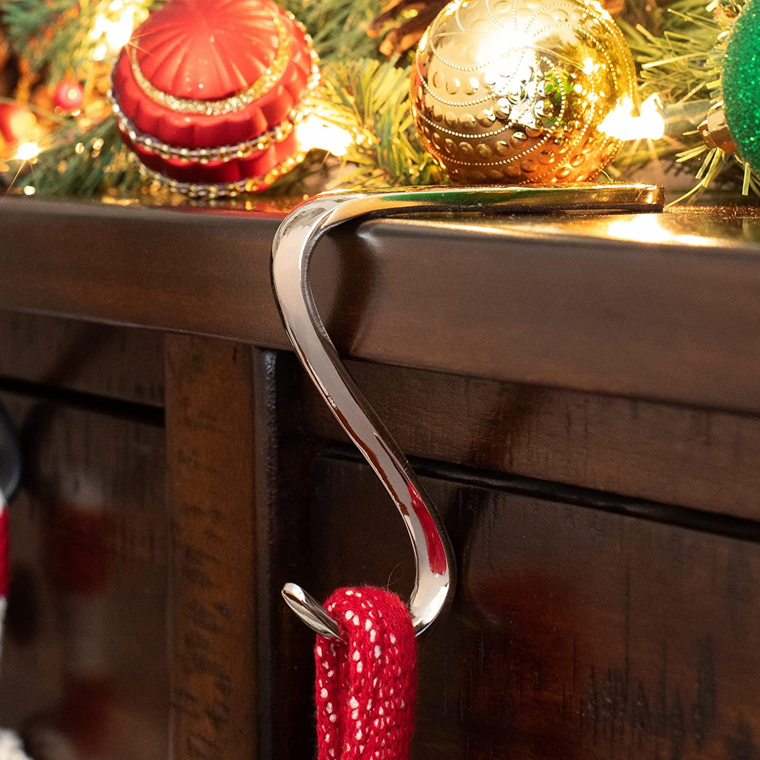 Christmas Stocking Holder 4 Pack Fireplace Hanging Hooks Xmas Decorations Metal 