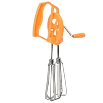 Orange Manual Egg Beater, Stainless Steel Hand Crank Mixer for Kitchen