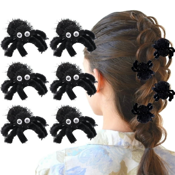PinkSheep 6Pcs Halloween Spider Hair Clips Hair Pins Hairbows Hair Barrettes Bobby Pins Hair Accessories Costume for Kids Little Grils Women Dress up