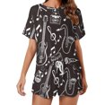 thumbnail image 1 of NICKSUN Pyjama d'Été 2 Pcs pour Femmes, Ensemble de Vêtements de Nuit Doux et Confortables avec Shorts de Détente, Notes d'Instruments de Musique, S, 1 of 7