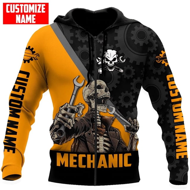 Sudadera con capucha para hombre, ropa de calle con nombre personalizado, estampado 3D de Calavera, con cremallera, informal, DK4905 XL Gao Jinjia LED