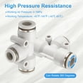 thumbnail image 5 of Uxcell 5pcs Push to Connect Fittings 1/2 Inch Tube OD x 5/16 Inch OD, Tee Plastic Quick Connect Air Hose Pneumatic Fitting Kit Reducing 3 Ways Push Lock Connector PE1/2-5/16, White, 5 of 7