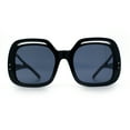 thumbnail image 5 of Womens Thick Plastic Rectangle Butterfly Retro Diva Sunglasses All Black, 5 of 8