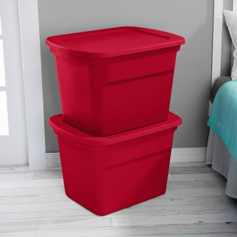 Sterilite 18 Gallon Plastic Stackable Storage Tote Container Red 8 Pack Walmart