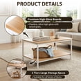 thumbnail image 2 of HomGarden Industrial Rectangle Wood Coffee Table Indoor Cocktail Table, Light Oak, 2 of 10