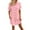Pink #032, variant on Women's Summer Cotton Shirt Dress Short Sleeves Button Down Knee Length Dresses Casual Loose Mini Dress with Pockets Dark Green 2XL