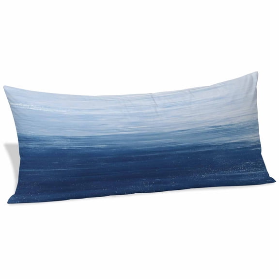 Navy Blue Ombre Body Pillow Covers 20"x54", Modern Abstract Art Ocean Oil Painting Soft Brushed Microfiber Breathable Throw Pillow Covers, Pillowcase with Zipper for Couch Sofa Bedroom Living Room