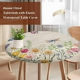 thumbnail image 4 of Wildflowers Round Tablecloth, Fitted Table Cover with Elastic for 45"-54" Round Tables, Spring Vintage Tulip Butterfly Floral Leaf Table Cloth Outdoor Indoor Dinning Party Waterproof Tablecloths, 4 of 7
