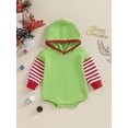 thumbnail image 2 of Bslissey Baby Boys Hooded Sweatshirt Romper Striped Print Long Sleeve Hoodie Jumpsuit Infant Casual Bodysuit Spring Fall Daily Clothes 3M 6M 12M 18M, 2 of 8
