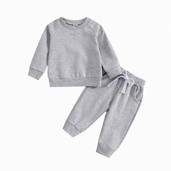 12-18 Months Newborn Boy 2PCS Outfits Long Sleeve Tops Pants Set Boy Fall Winter Clothes 6-12 Months 12-24 Months 2T 3T 4T 5T 6T 7T Boy,Light Gray