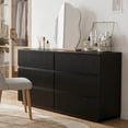 thumbnail image 6 of Ktaxon Fluted 6 Drawer Double Dresser Wood Dresser Storage Cabinet Drawer Organizer Chest of Drawers for Bedroom, Black, 6 of 12