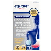 Equate Maximum Strength Acid Reducer Ranitidine Cool Mint Tablets, 150 mg, 65 Ct
