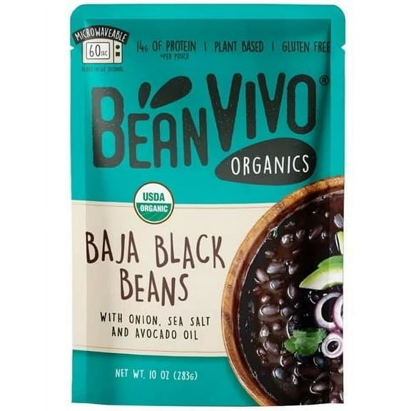 BeanVIVO4.1 Organic Black Beans Baja - 10 oz Pack of 4