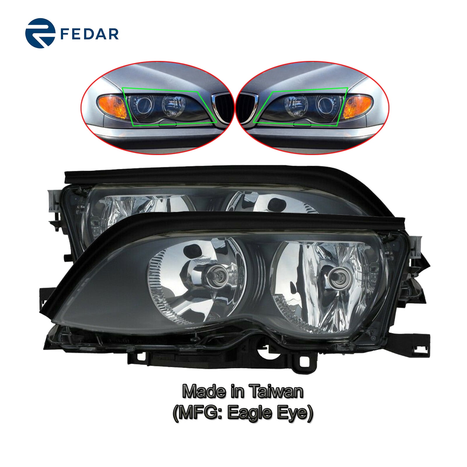 Headlight Lamp Fit 2002 2003 2004 2005 BMW 3Series E46 320I/323I/325I/328I/330I/330Xi Sedan