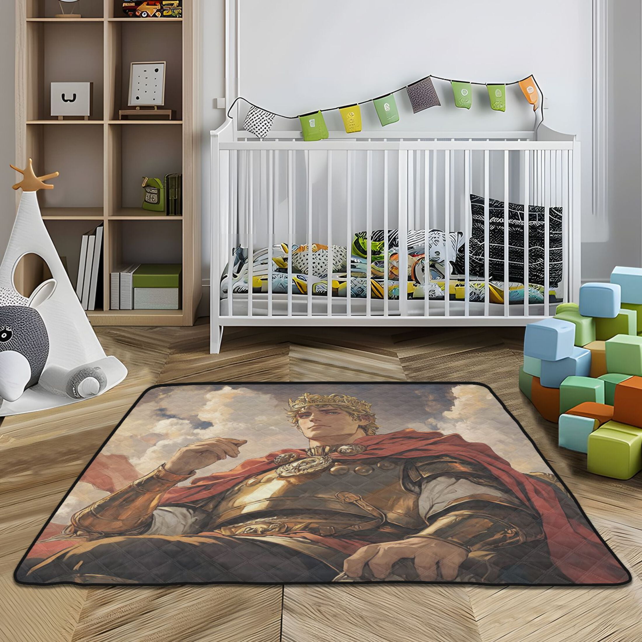 WOBOGO Vanquished King Baby Playmats Extra Large Waterproof Rollable Activity Pads for Toddlers 50×50inch