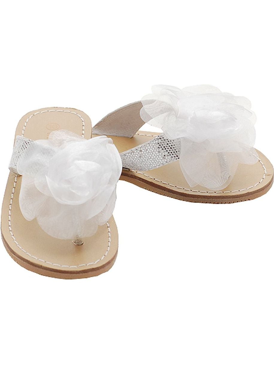 IM Link White Double Daisy Velcro Strap Sandal Shoes Toddler Little Girls 5-2