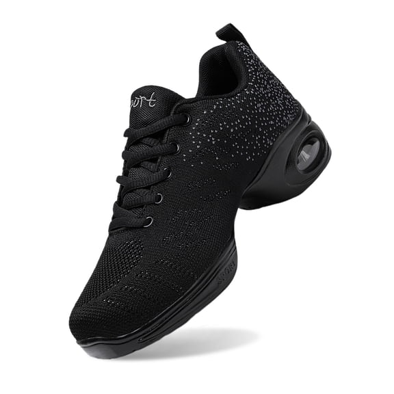 Wovix Women's Jazz Shoes Lace-up Sneakers Breathable Air Cushion Lady Split Sole Athletic Walking Dance Shoes Platform Basic Soft Daily Athletic Footwear