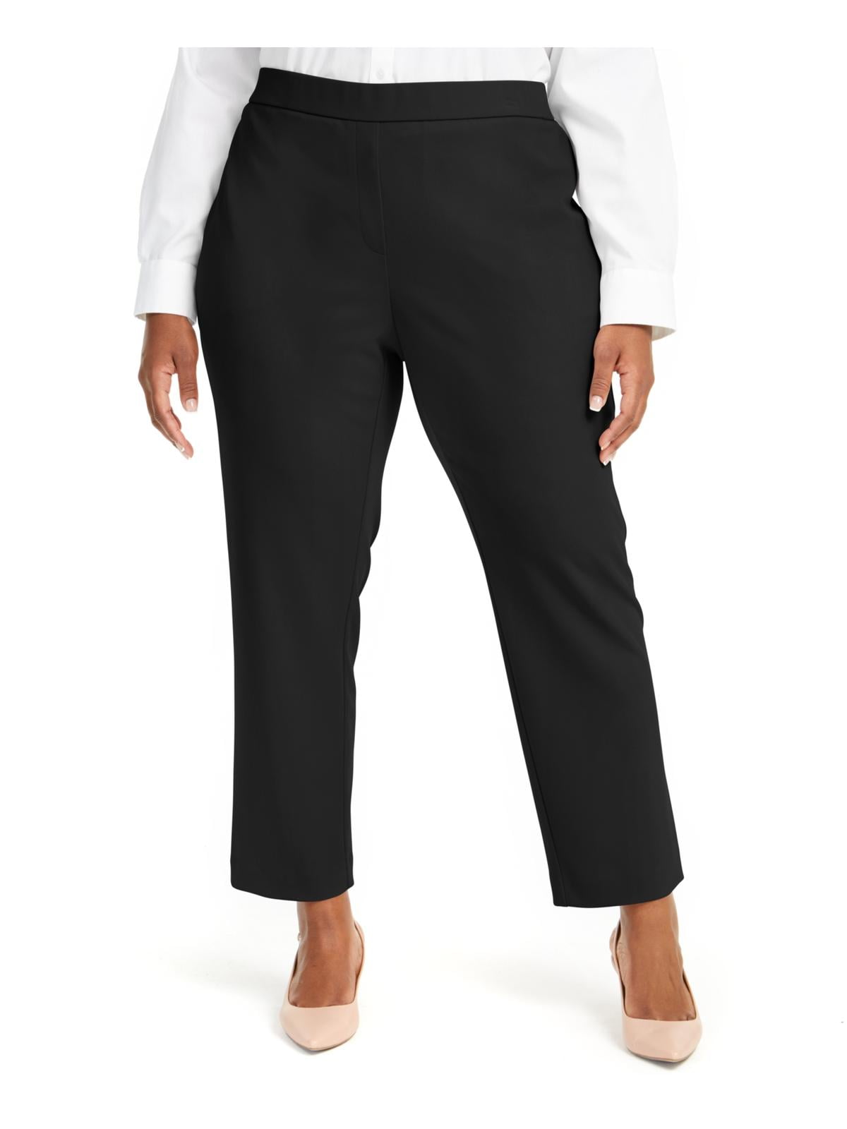 Alfani Womens Plus Pull On Professional Dress Pants Black 2X