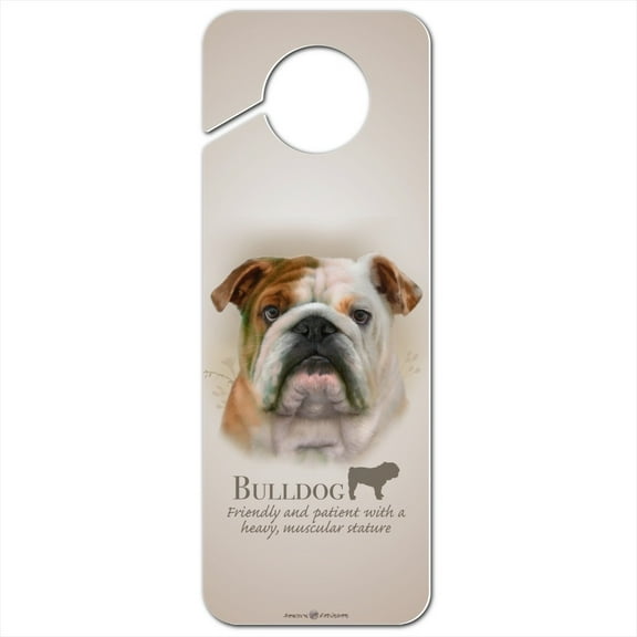 Bulldog Dog Breed Plastic Door Knob Hanger Sign