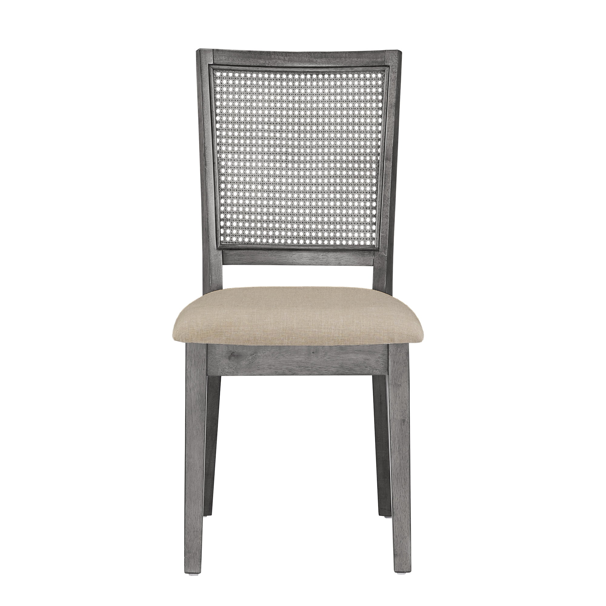 Weston Home Farmhouse Rattan Back Dining Side Chairs, Antique Grey (Set of 2)