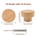 thumbnail image 2 of Pomos de madera para armarios Bmgop, 16 unidades, redondos, 3,5 cm x 2,5 cm, 2 of 5