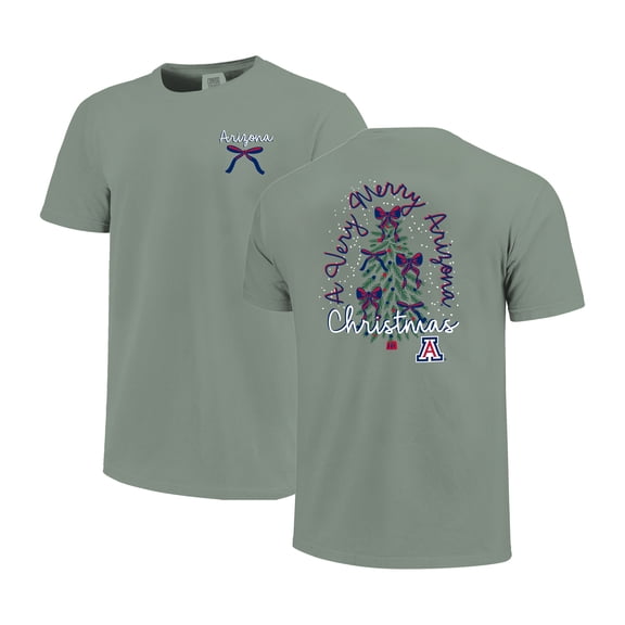 Women's  Light Green Arizona Wildcats Christmas Tree Comfort Colors T-Shirt