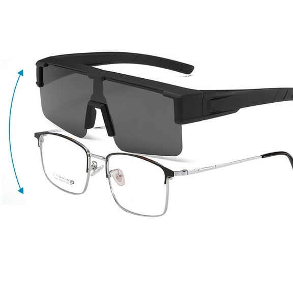 Polarized Fit Over Glasses Sunglasses for Men Women, UV Protection Sports Wrap Around for Driving Cycling Fishing Outdoor Sunglasses