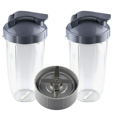 NutriBullet Extractor Blade + 2 Colossal Cups 32 oz with Flip Top To Go Lids Combo for