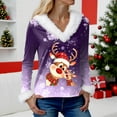 thumbnail image 4 of Rotm Christmas Womens Tops Trim Christmas Tree Print T-Shirt Long Sleeve Crewneck Sweatshirt Xmas Holiday Pullover Tops(Purple,L), 4 of 5