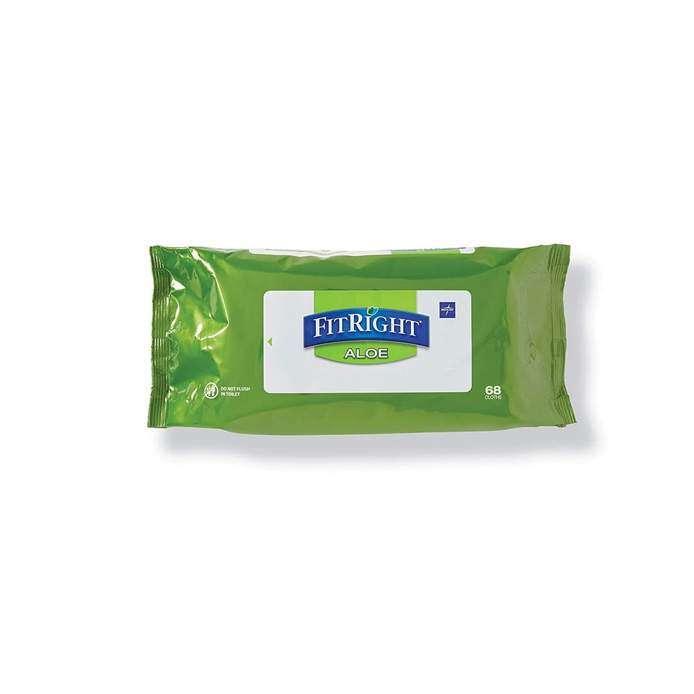 FitRight Aloe Personal Cleansing Cloth Wipes, Scented, 8 x 12 inch