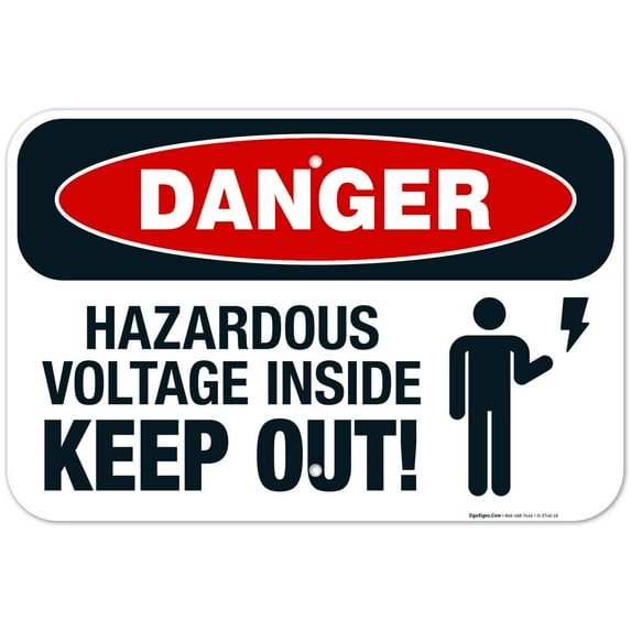 Hazardous Voltage Inside KEEP OUT Sign, OSHA Danger Sign, 12x18 Aluminum