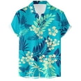 thumbnail image 2 of Mens Hawaiian Shirt Stylish Floral Pattern Short Sleeves Button Down Shirts Tropical Vacation Casual Tees Tops, 2 of 5